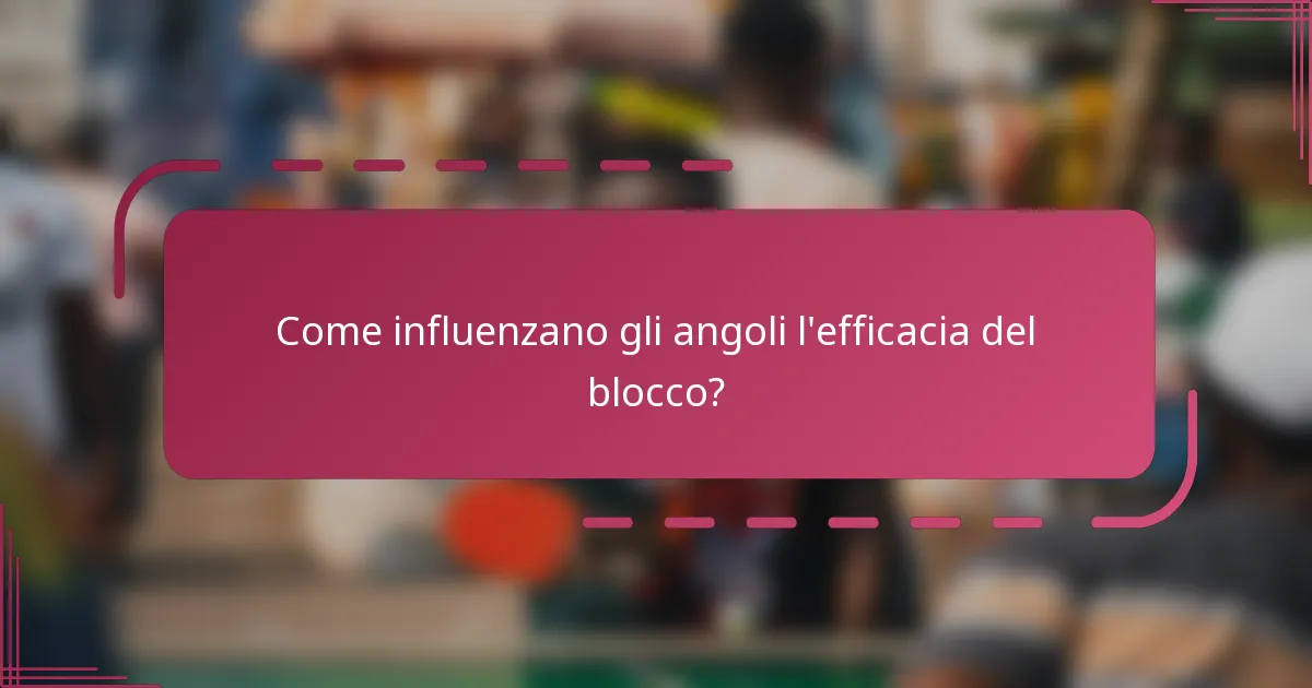 Come influenzano gli angoli l'efficacia del blocco?