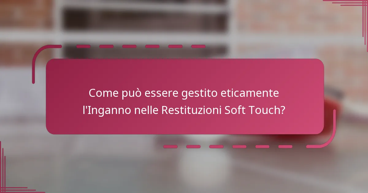 Come può essere gestito eticamente l'Inganno nelle Restituzioni Soft Touch?