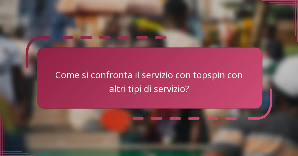 Come si confronta il servizio con topspin con altri tipi di servizio?