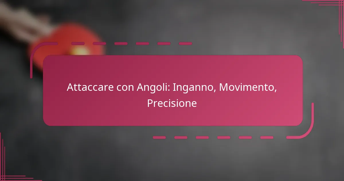 Attaccare con Angoli: Inganno, Movimento, Precisione