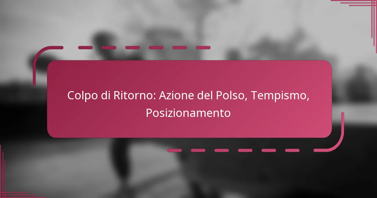 Colpo di Ritorno: Azione del Polso, Tempismo, Posizionamento