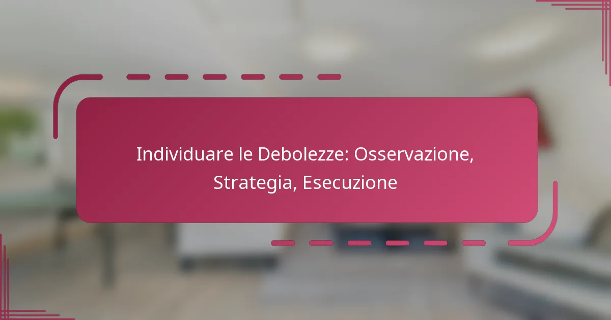 Individuare le Debolezze: Osservazione, Strategia, Esecuzione