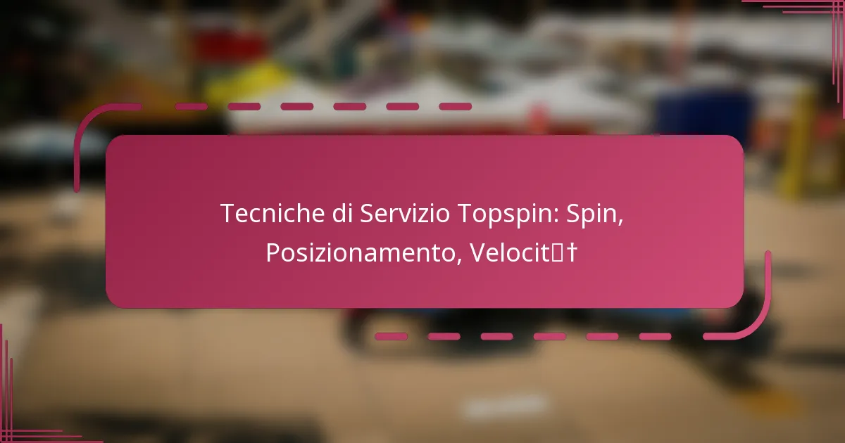 Tecniche di Servizio Topspin: Spin, Posizionamento, Velocità