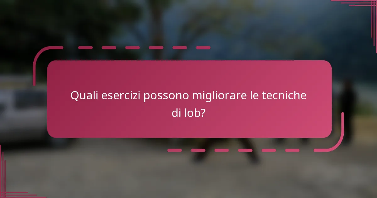 Quali esercizi possono migliorare le tecniche di lob?
