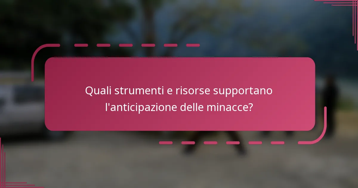 Quali strumenti e risorse supportano l'anticipazione delle minacce?